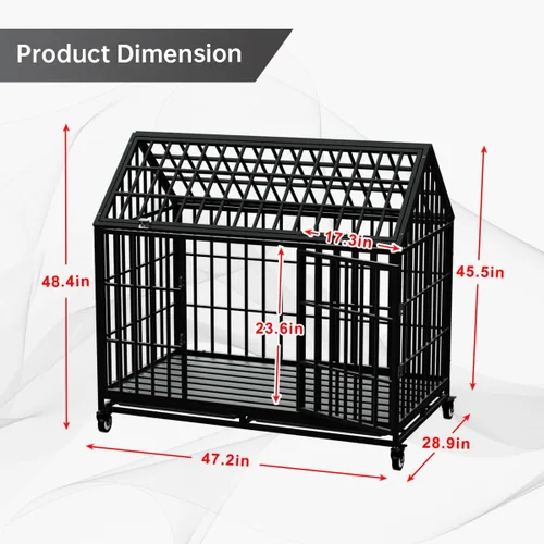 Miniatura 2 de Snuowu Jaula de perro resistente de 54/48 pulgadas, jaula grande para perros, perreras y jaulas de metal fuerte para perros grandes, apertura