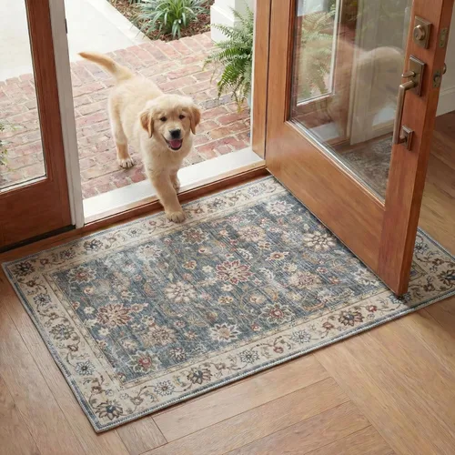 Miniatura 13 de SAFAVIEH Alfombra lavable Colección Arizona, ovalada, de 5 x 8 pies, verde y beige, antideslizante y fácil de limpiar, ideal para sala de estar