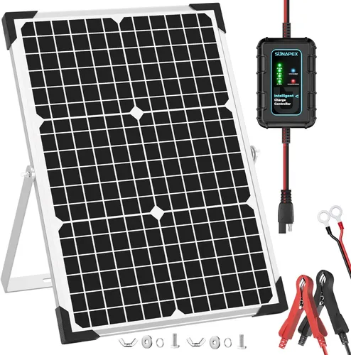 Miniatura 9 de SUNAPEX Cargador de batería solar MPPT de 15 W, cargador de batería solar impermeable de 12 V con controlador MPPT para automóvil, motocicleta