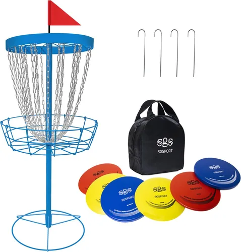 Miniatura 11 de Disc Golf Basket - Portable Disc Golf Target with Heavy Duty 24-Chains Come with 6pcs Disc Golf Discs and Carry Bag, Ground Stake -Suitable for