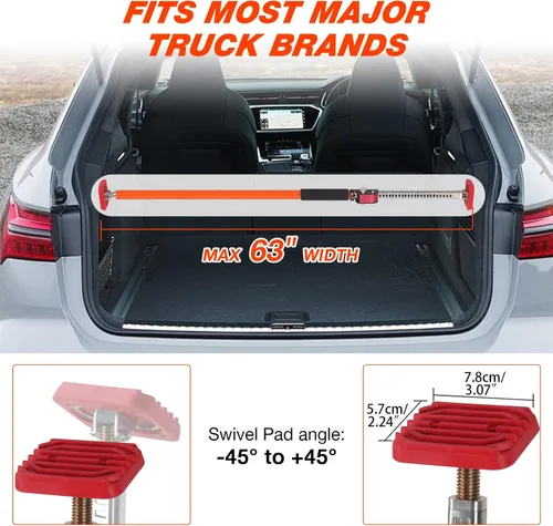 Miniatura 4 de Sistema de soporte ajustable de tercera mano, barra de carga ajustable para cama de camioneta y paneles de yeso, se extiende de 35 a 63 pulgadas