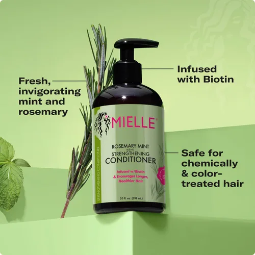 Miniatura 4 de Mielle Organics - Acondicionador capilar fortalecedor de romero y menta para mujeres y hombres - Acondicionador hidratante y desenredante infundido
