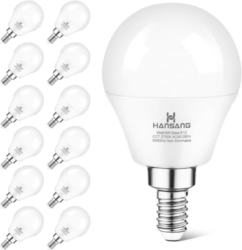 Miniatura 14 de Focos LED E12 para ventilador de techo, 60 W equivalentes, focos LED de base de candelabro E12, luz blanca cálida 2700K, focos LED de base pequeña