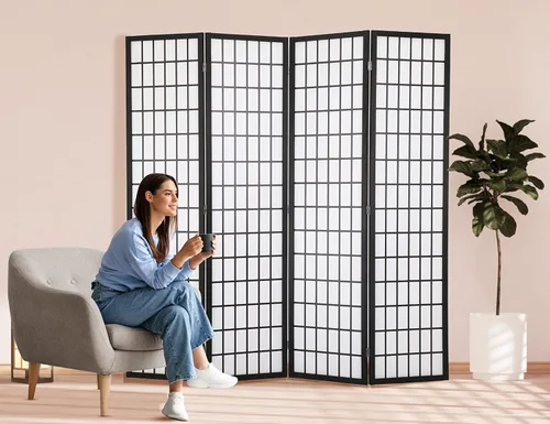Miniatura 2 de Divisores de habitación y pantallas de privacidad plegables, pantalla Shoji de 4 paneles, divisores de pared chinos de 6 pies con tela impermeable