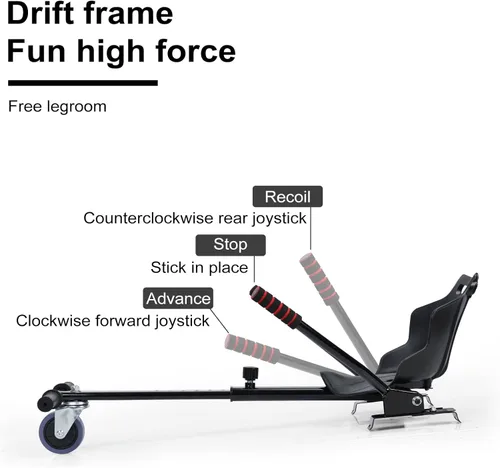 Miniatura 2 de Accesorio de asiento para aeropatineta de 6.5 a 10 pulgadas, accesorio de scooter autoequilibrante con joystick ajustable, pedal antideslizante