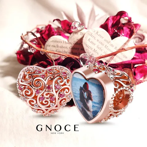 Miniatura 3 de Gnoce Custom Photo Charms Bead Heart Shaped Sterling Silver Personalized Charm With Cz fit Bracelet Necklace For Women Family Memorial Girls