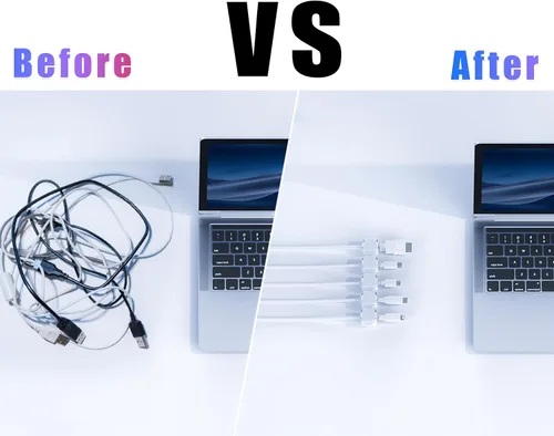 Miniatura 9 de Paquete de 12 soportes organizadores de cables (blanco) con adhesivo fuerte, fácil de abrir para el hogar, oficina, coche, mesita de noche