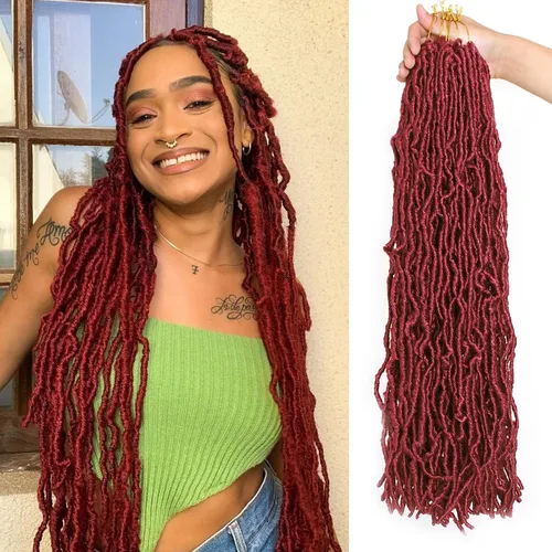 Miniatura 26 de Leeven Nuevas Trenzas de Ganchillo de Cabello con Locs Falsos Suaves de 24 Pulgadas de Largo Locs de Diosa Desgastados 6 Paquetes Negro Natural