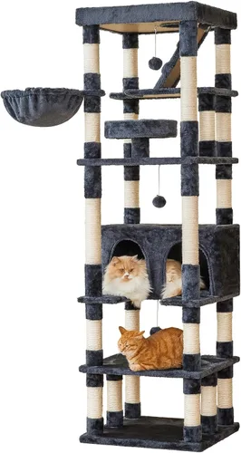 Miniatura 10 de MWPO Árbol grande para gatos de 74.8 pulgadas con postes rascadores cubiertos de sisal y condominio, torre alta para gatos, muebles de patio