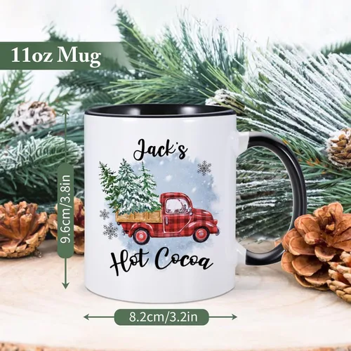 Miniatura 3 de Taza de Navidad con Nombre Personalizado, Tazas de Café de Navidad, Taza de Chocolate Caliente para Niños, Taza de Chocolate de 11 onzas, Taza de Té