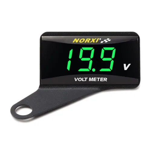 Miniatura 13 de Voltímetro digital para motocicleta, medidor de voltaje CC de 12 V, medidor de voltaje impermeable para automóvil y motocicleta con función de Rojo