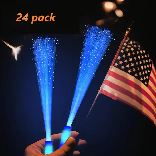Miniatura 5 de 24 unidades de varitas de fibra óptica brillantes azules a granel, varitas luminosas con 3 modos de luz para Navidad, San Valentín, Pascua, 4