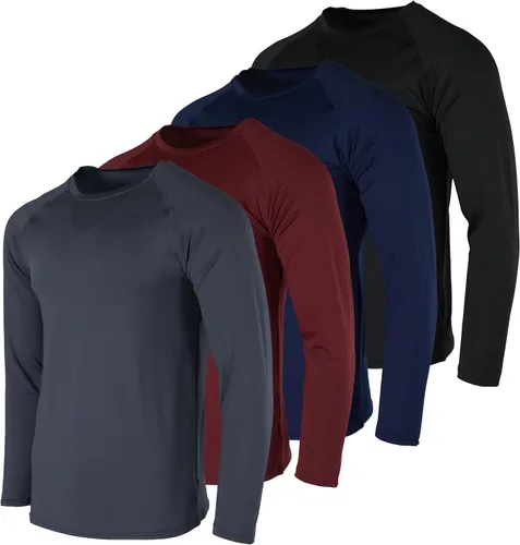 Real Essentials Paquete de 4 camiseta de compresión de manga larga para hombre para clima frío (disponible en tallas grandes y altas)