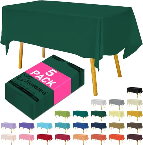 Miniatura 154 de Paquete de 3 manteles de plástico desechables de 54 x 108 pulgadas, manteles de color blanco hueso, manteles de fiesta nupcial para fiestas