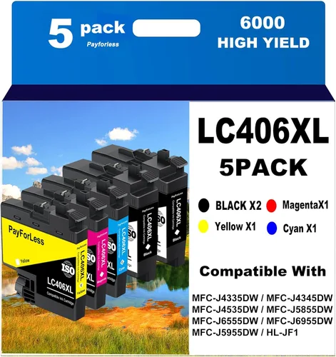 LC406XL - Cartuchos de tinta compatibles con Brother LC406XL LC406 para impresora Brother MFC-J4335DW MFC-J4535DW MFC-J5855DW MFC-J6555DW