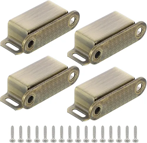 Miniatura 9 de Alise Cat005G-4P - Cerradura magnética para gabinete, cierre de puerta con fuerte magnético para gabinetes, puertas de armario doradas, cerraduras