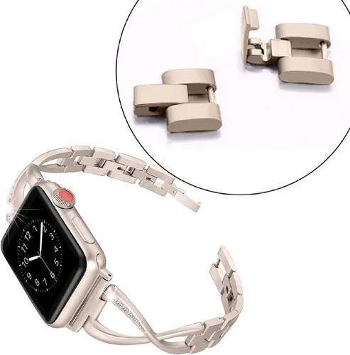 Miniatura 2 de Correa compatible con Apple Watch Band para iWatch de acero inoxidable, joyería de moda, pulsera elegante de repuesto de 38/40/1.614 in y SS004-Oro