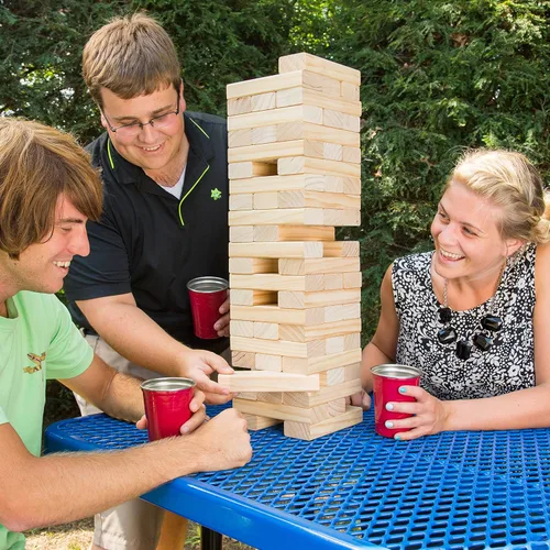 Miniatura 3 de Juego de tragos torre apilable gigante (Se apila hasta 4 pies) - 60 bloques de madera con instrucciones de bebida (¡solo para mayores de 21 años!)