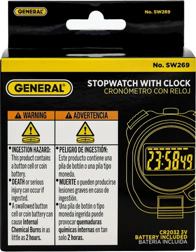 Miniatura 2 de General Tools Temporizador deportivo SW269, cronómetro con reloj, negro