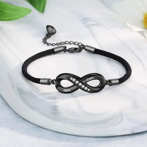 Miniatura 5 de Pulseras de infinito personalizadas para mujeres, hombres y parejas, pulseras a juego con nombre personalizado para parejas, para novio, novia