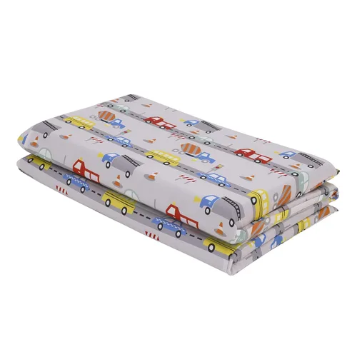 Miniatura 2 de Everything Kids Hoja de almohadilla para siesta preescolar roja, amarilla y azul para construcción, autobús, camión y automóvil