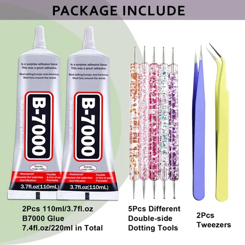 Miniatura 2 de 2 unidades de pegamento de diamantes de imitación B7000 de 3.7 fl oz, pegamento B7000 mejorado multifunción adhesivo para joyería para reparación