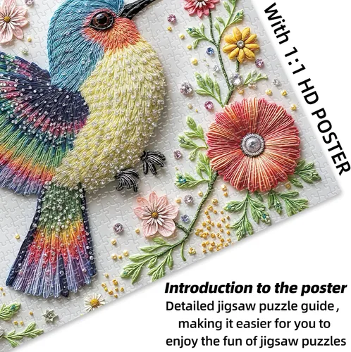 Miniatura 5 de Gem Bird - Rompecabezas de 1000 piezas para adultos, rompecabezas difícil de 1000 piezas para adultos, rompecabezas de pájaros coloridos estilo arte