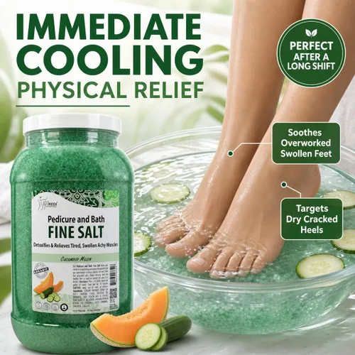 Miniatura 3 de SPA REDI - Remedio de Inmersión para Pies y Sal Fina de Baño de Pepino y Melón, 3.79 L - Hecho con Sales del Mar Muerto, Aceite de Argán, Aceite
