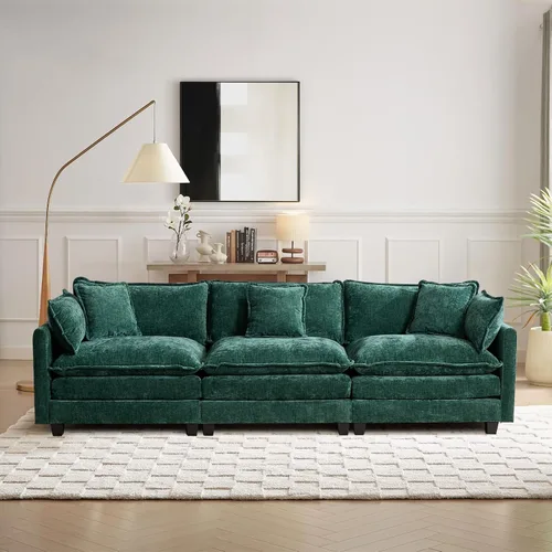 Miniatura 31 de Sofá seccional modular convertible de 76.7", sofás de dos plazas de chenilla con asiento profundo y cojines tipo loveseat para sala de estar, Beige