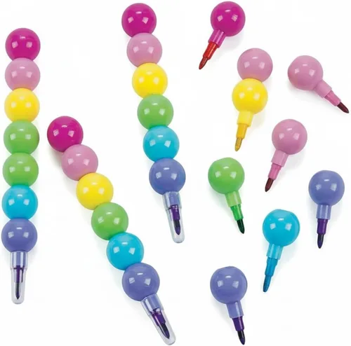 Fun Express Crayones redondos apilables para niños, juego de 12, cada uno tiene 6 colores por crayón - Suministros y folletos para profesores de aula