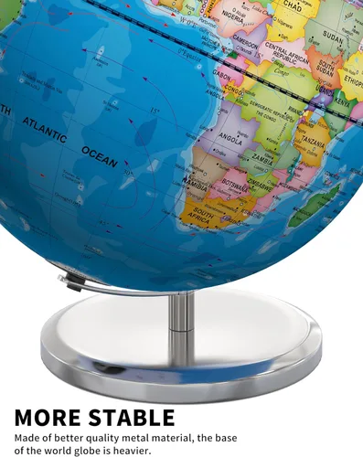 Miniatura 5 de Orionstar Globo mundial grande de 13 pulgadas con soporte, globo educativo para el aprendizaje de los niños, detalles coloridos del mapa del mundo