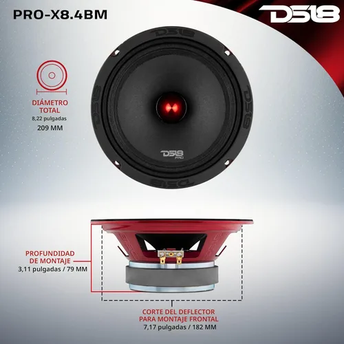 Miniatura 5 de DS18 PRO-X8.4BMPK Paquete completo medio y alto, incluye 2 altavoces de rango medio de 8 pulgadas y 2 tweeter de aluminio Super Bullet de 1 pulgada