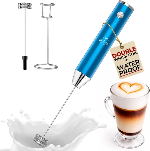 Miniatura 80 de Zulay Kitchen Espumador de leche de mano con pilas Duracell AA – Mezclador eléctrico ultrarrápido y creador de espuma, mezclador de bebidas fácil