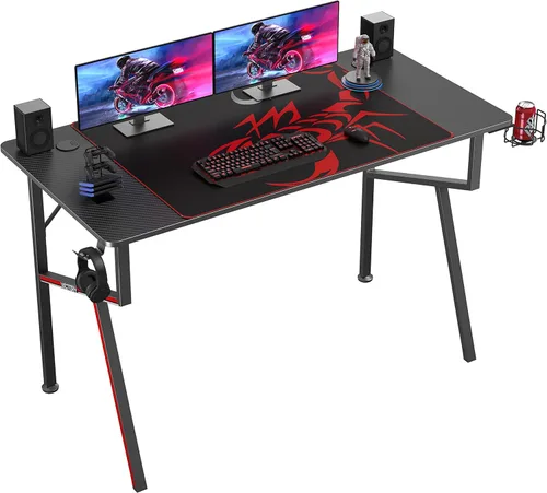 Miniatura 9 de EUREKA ERGONOMIC Escritorio para juegos de 55 pulgadas, estación de trabajo profesional para jugadores con bandeja de gestión de cables, soporte