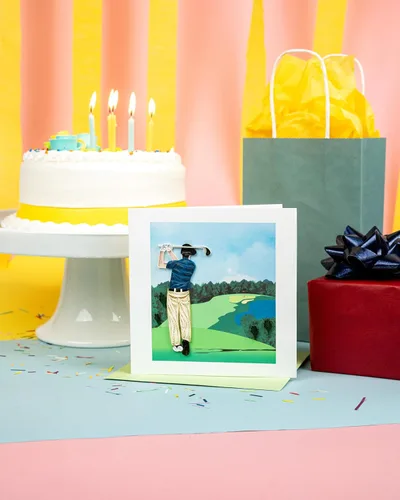 Miniatura 7 de Quilling Card Tarjeta de felicitación de golfista hecha a mano – Tarjeta en blanco de 6 x 6 pulgadas con sobre, verificado de comercio justo