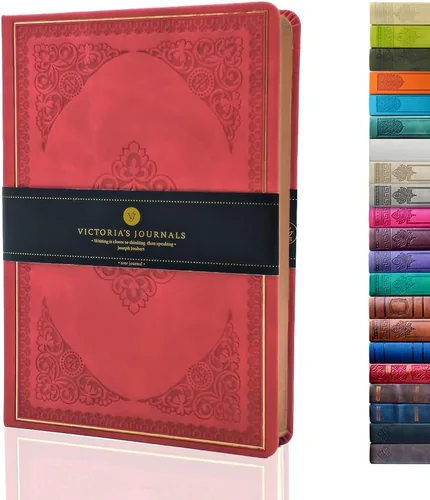 Miniatura 37 de VICTORIA'S JOURNALS Diario Vintage de Cuero Sintético con Tapa Dura Cuaderno Rayado Diario de Viaje de Aspecto Antiguo, Tamaño A5 5.7'' x 8.1'' Gris