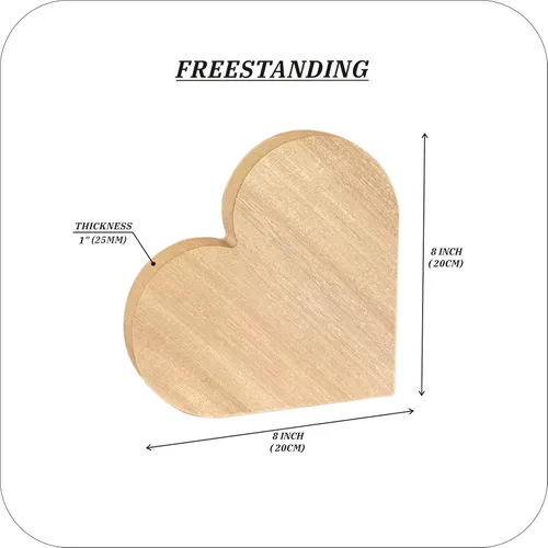 Miniatura 2 de Paquete de 4 carteles de corazón de madera gruesa de 8 pulgadas para manualidades, bloque de madera de fibropanel de densidad media sin terminar