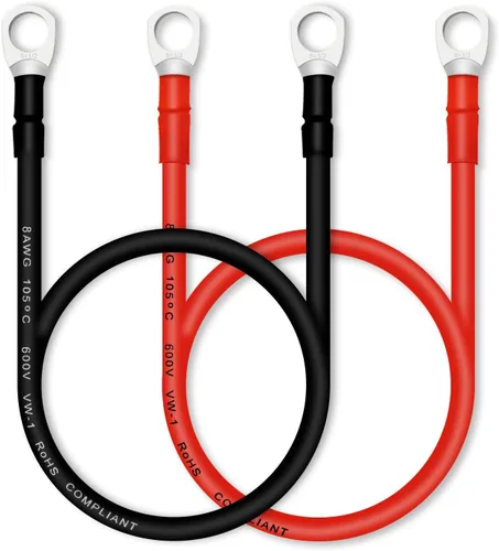 Miniatura 17 de Cable de batería, cables de batería 2 AWG con terminales, 2 cables de batería de cobre (1 pie).
