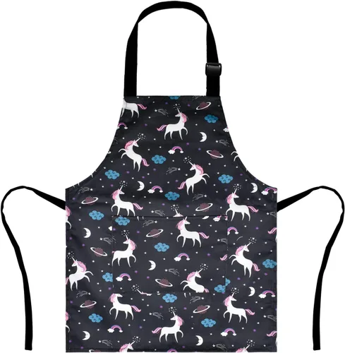 Delantal de Dinosaurio para Niños Varones con Bolsillo, Delantales de Unicornio para Niñas para Cocinar, Pintar, Delantal de Cocina para Niños de 3