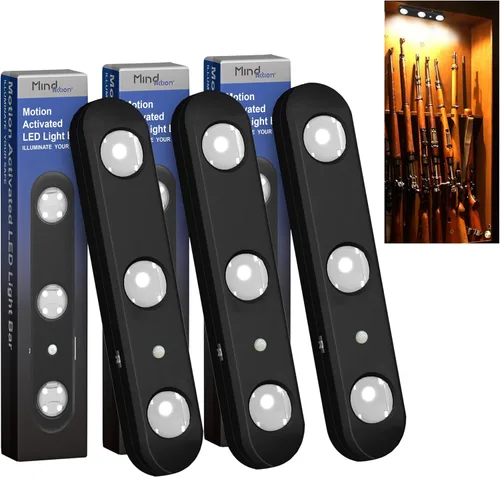 Miniatura 9 de MIND&ACTION Luces seguras para armas, LED, 12 bombillas, activadas por movimiento, giratorias, funciona con pilas (paquete de 2 negro)