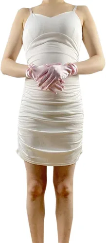 Miniatura 30 de Vestido de novia de satén para mujer, fiesta de ópera, guantes de los años 20, guantes hasta la muñeca