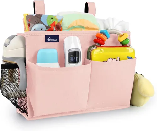 Miniatura 13 de Surblue Organizador de cama colgante para mesita de noche, bolsa de almacenamiento con bolsillo para literas y camas de hospital, habitaciones