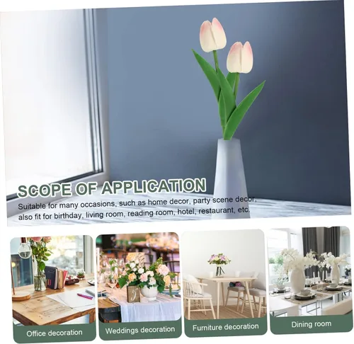 Miniatura 9 de IMIKEYA 10 piezas de tulipán de imitación de tacto de tulipán, flores de tulipán falso, flores artificiales para fotografía de flores, flores