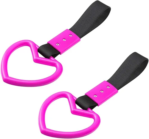 Miniatura 19 de 2 anillos Tsurikawa en forma de corazón, correa de mano para parachoques trasero, asa de corazón Janpanese para automóviles, SUV, metro, autobús