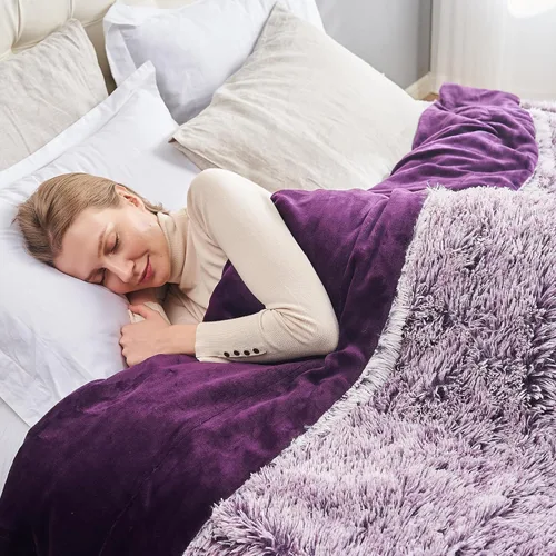 Miniatura 60 de GONAAP Manta de Tiro de Piel Sintética Mullida Tamaño Twin Rosa Claro Súper Suave Acogedora Felpa Mullida Lanuda para Sofá, Sillón o Cama