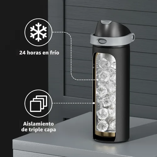 Miniatura 5 de Botella de agua aislada de 24 onzas para deportes: Botella de agua de acero inoxidable Meoky con popote 2 en 1 y tapa de boquilla, a prueba de NOCHE