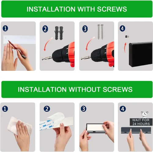Miniatura 2 de YIIYIIN Soporte magnético para cuchillos de 17 pulgadas para pared, sin taladro, tira magnética adhesiva para cuchillos con 12 ganchos, varillas