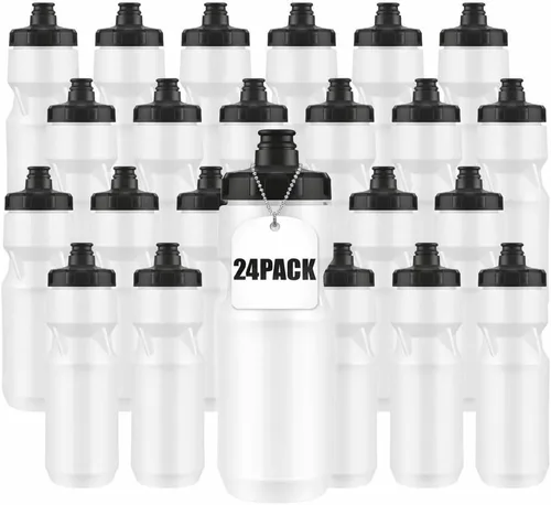 Miniatura 9 de QuiFit Paquete de 2 botellas de agua comprimibles para bicicleta de montaña, a prueba de fugas, con cubierta antipolvo, sin BPA, se adapta a