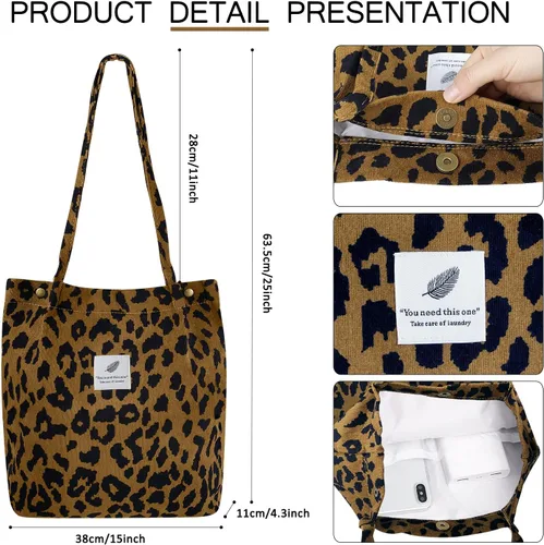Miniatura 29 de Ayieyill - Bolsa de pana para mujer y niña, con correa de lona para colgar al hombro, bolsa con bolsillo