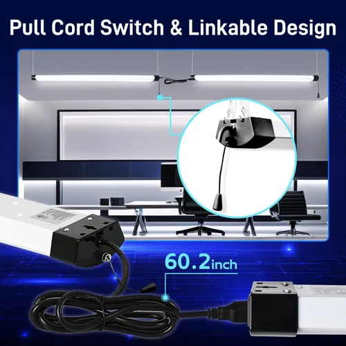 Miniatura 4 de hykolity Juego de 4 lámparas LED para tienda enchufables, 120 W, 13000 lm (equivalente a 400 W), 5000 K, 4 pies, lámparas LED negras para garajes